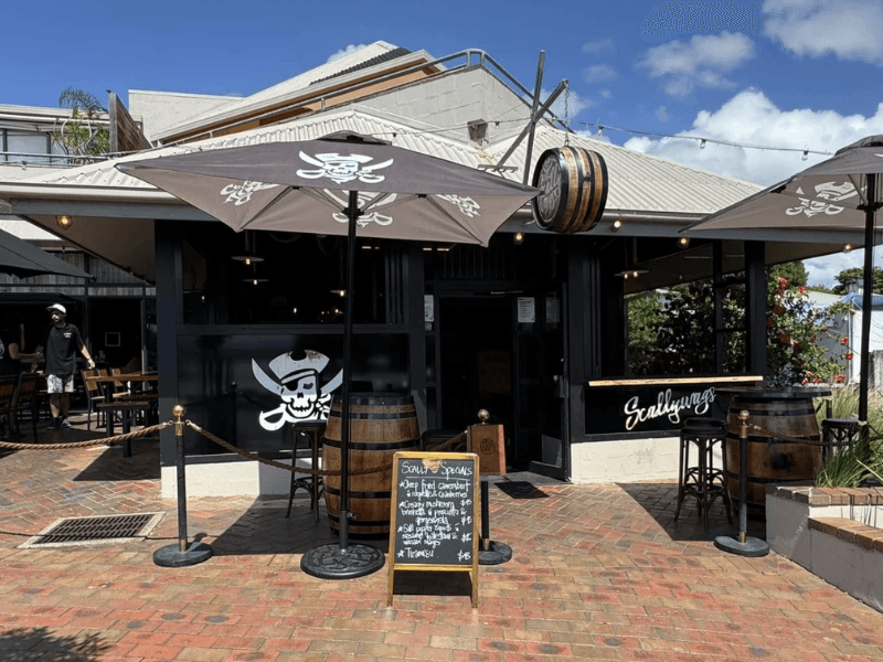 Dining at Scallywags overlooking the inlet